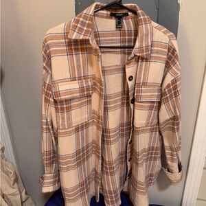 Forever 21 Tan and Blue Plaid Shirt